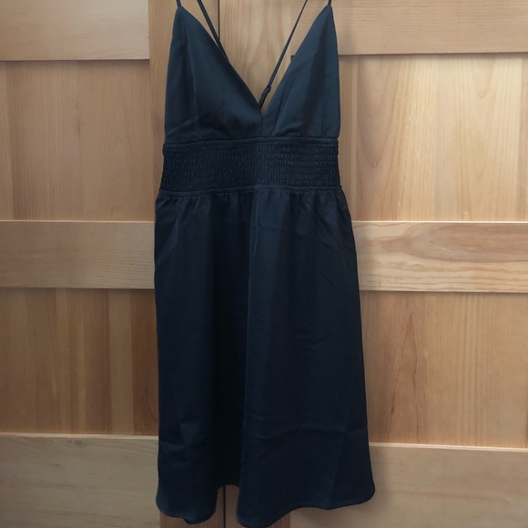 Garage Black Satin Fit and Flare dress - Picture 2 of 4